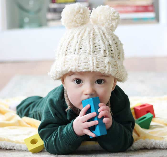 Lion Brand Homespun Easy Circular Needle Baby Hat Knitting Pattern