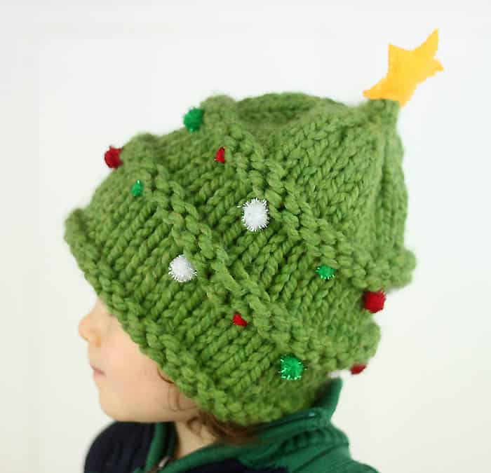 Baby Christmas Tree Hat Knitting Pattern