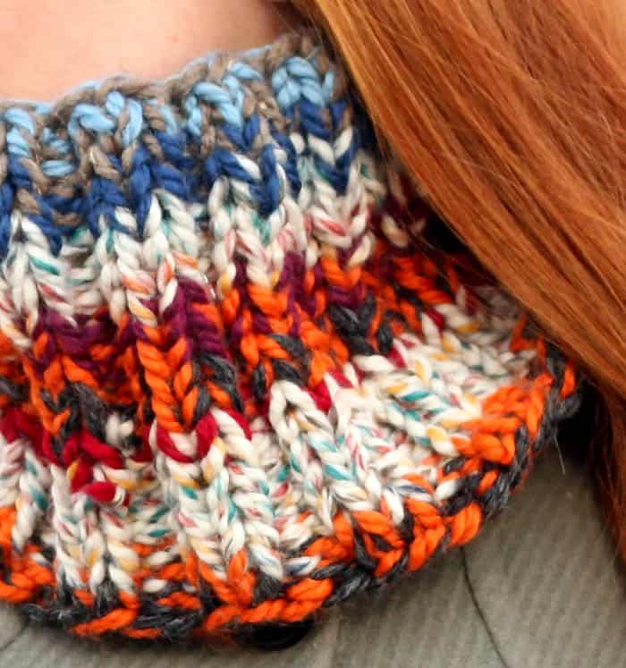 Stash Busting Cowl Free Knitting Pattern by blogger Gina Michele