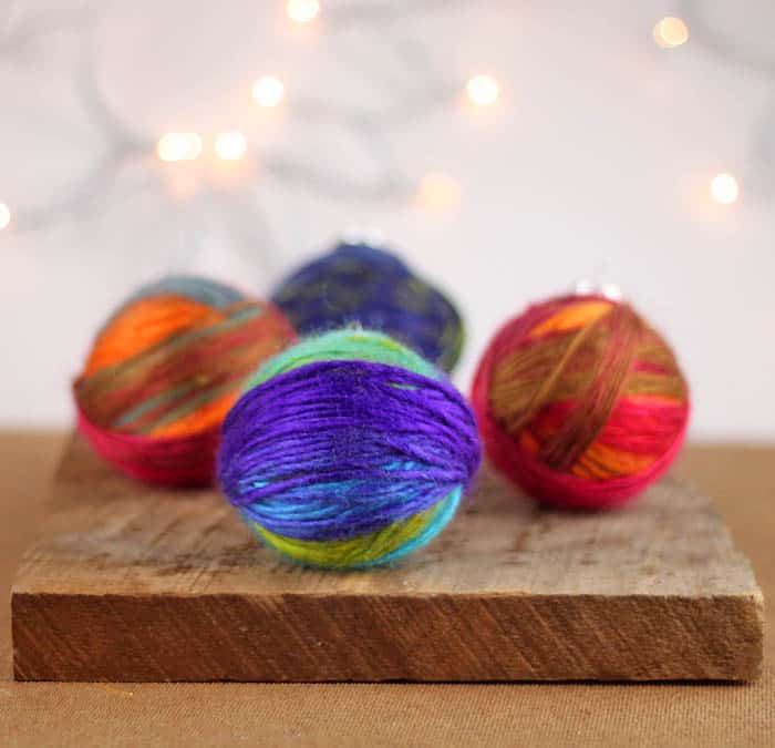 DIY Yarn Wrapped Christmas Ornaments