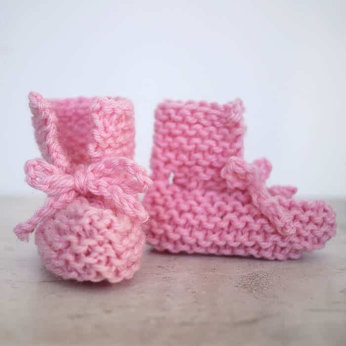 EASY Tie Front Baby Booties Free Knitting Pattern by Gina Michele