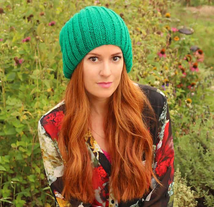 Women's Slouch Beanie Hat Free Knitting Patten by Gina Michele