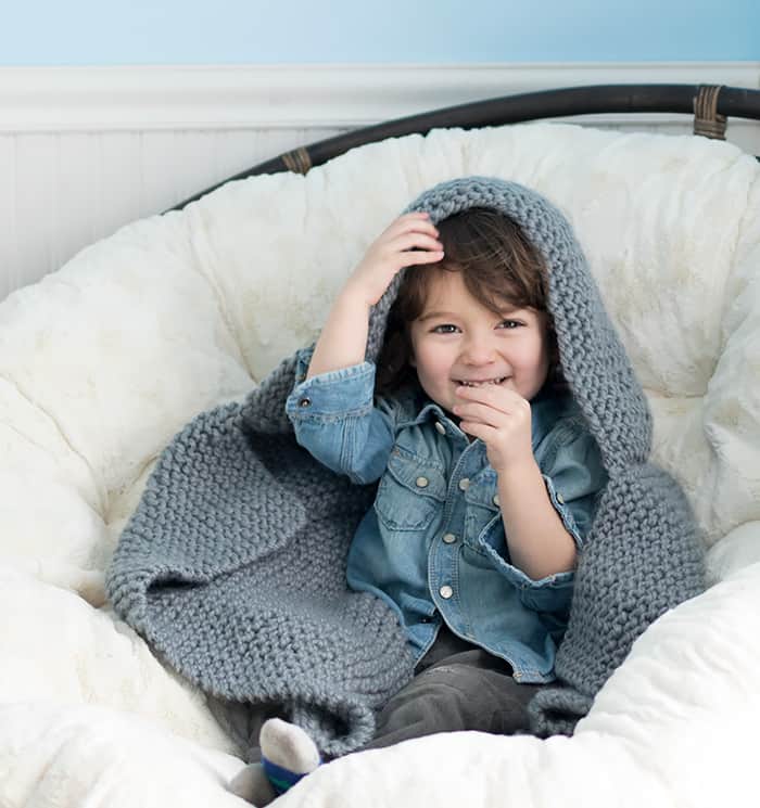 Hooded Blanket Knitting Pattern by Gina Michele