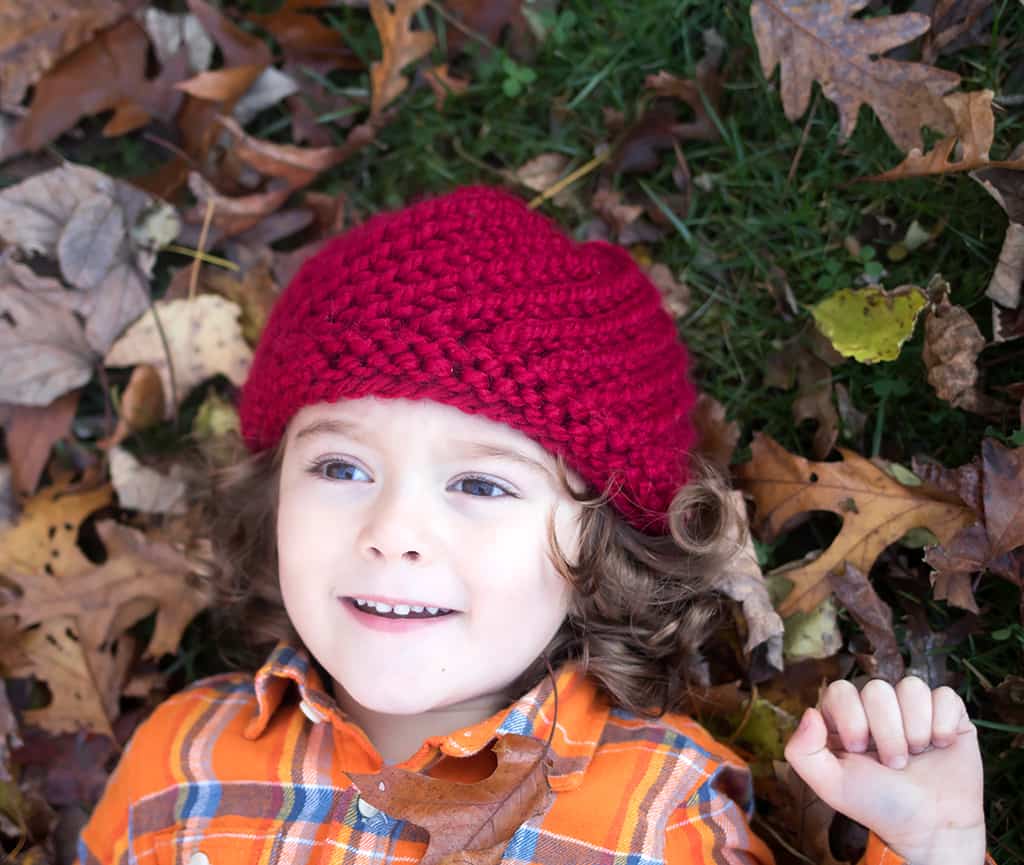 Kids Swirl Hat Knitting Pattern by blogger Gina Michele