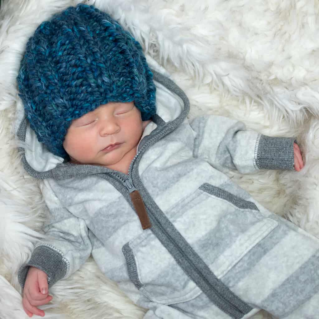 Flat Knit Newborn Hat by knitting blog Gina Michele