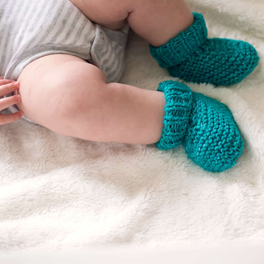 Straight Needle Baby Booties Knitting Pattern by Gina Michele