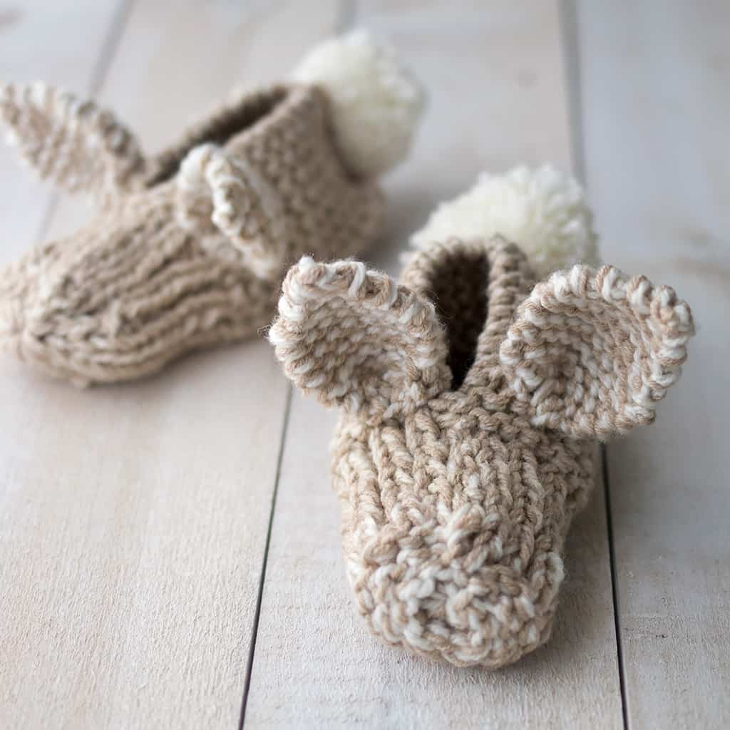 Easy Kids Bunny Slippers Knitting Pattern