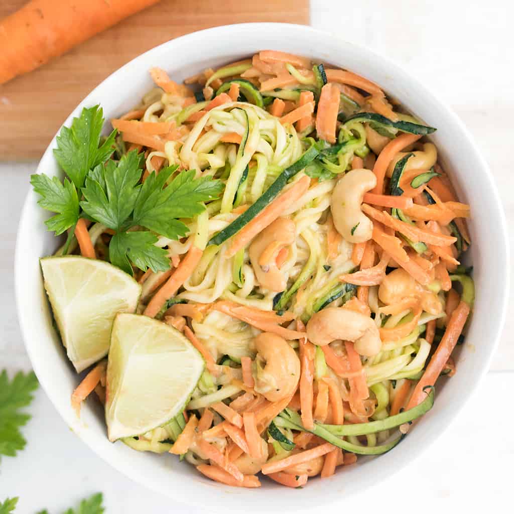 Super Easy Vegan Zoodles with Peanut Lime Sauce