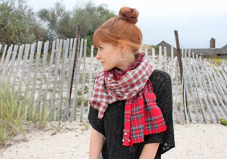 diy free people checked shirt scarf