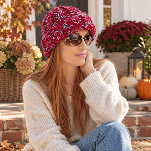 Easy Layered Tweed Hat Knitting Pattern (Knit Flat with Two Yarns)