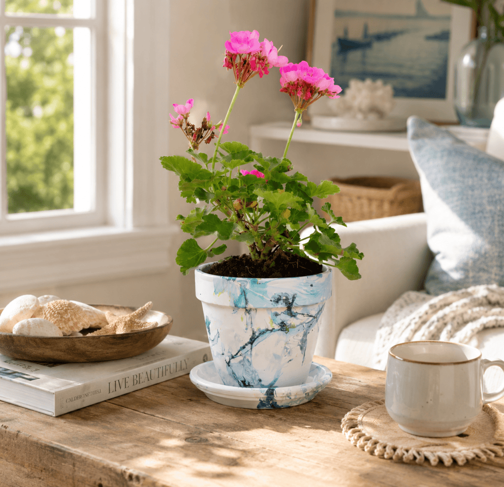 DIY Marbled Flower Pot Tutorial (Easy + Budget-Friendly Painted Planters)