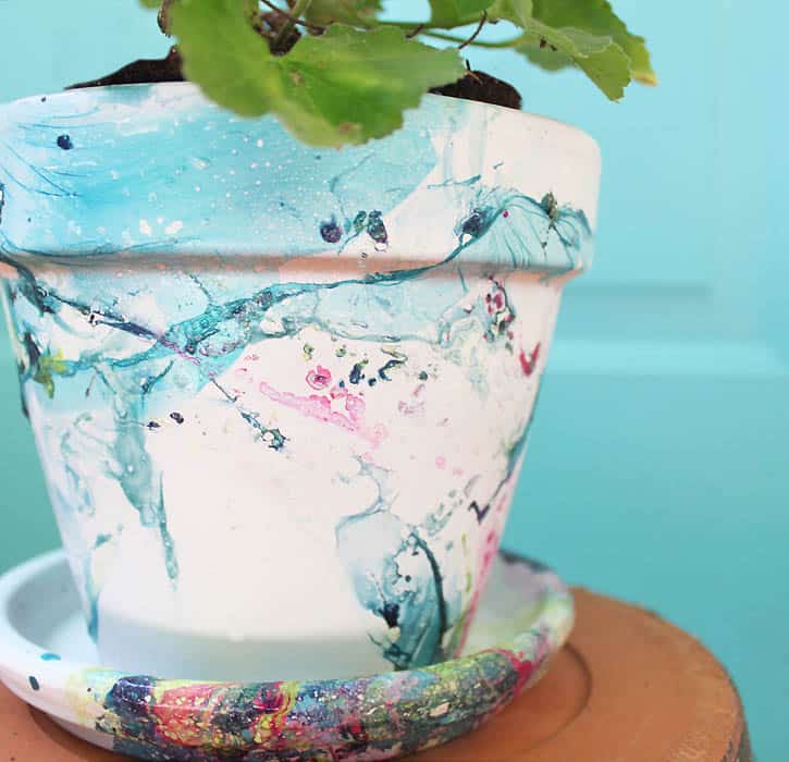 DIY marbled flower pot