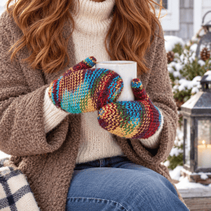 Easy Beginner Thumb Mittens Knitting Pattern for Women (Knit Flat on Straight Needles)