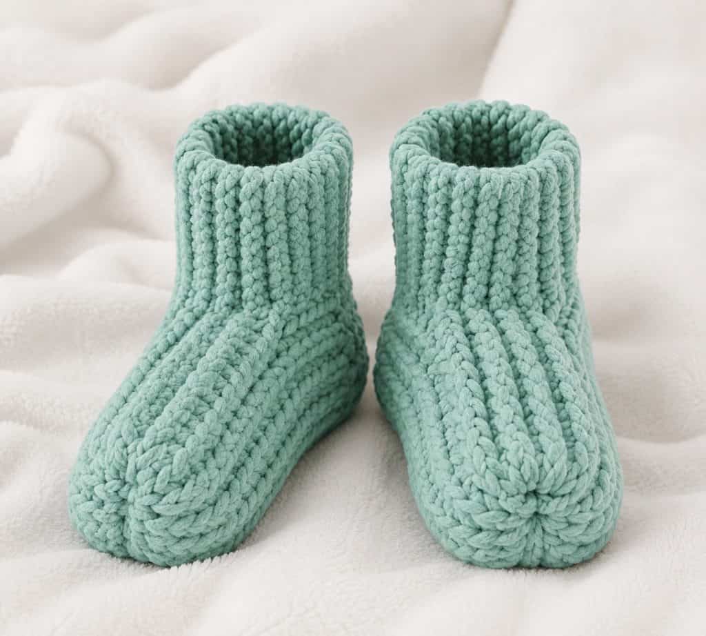 Easy Knit Bootie Slippers (Soft, Cozy + Fast to Make)