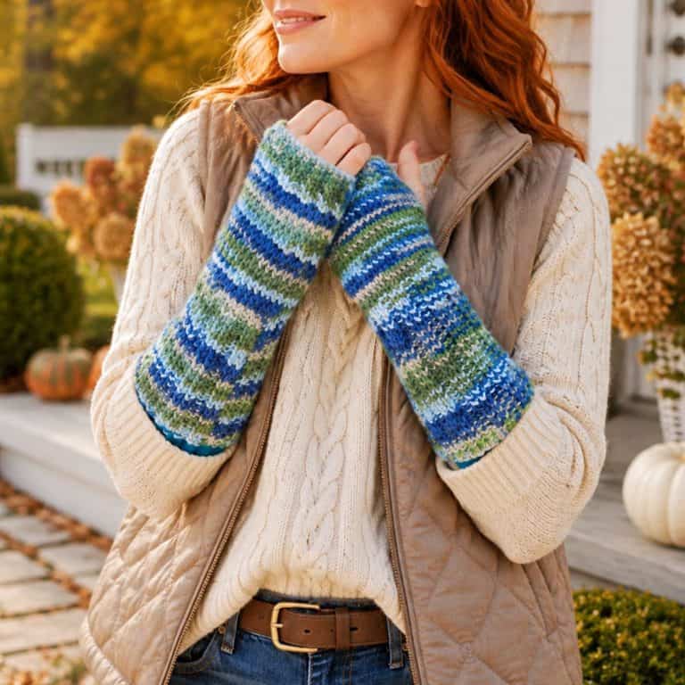 Easy Fingerless Gloves Knitting Pattern (Knit Flat on Straight Needles)