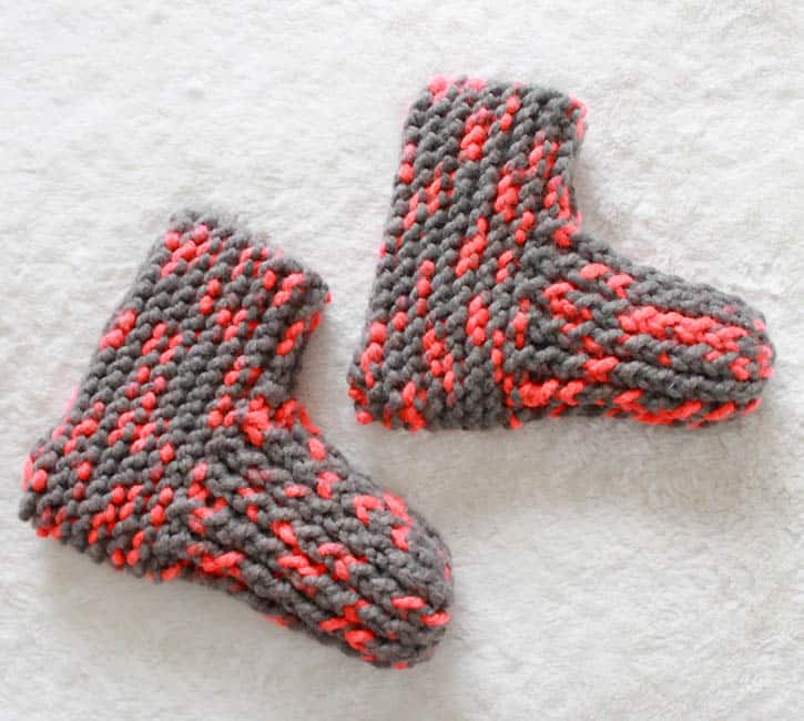 Free Beginner Slippers Knitting Pattern by Gina Michele