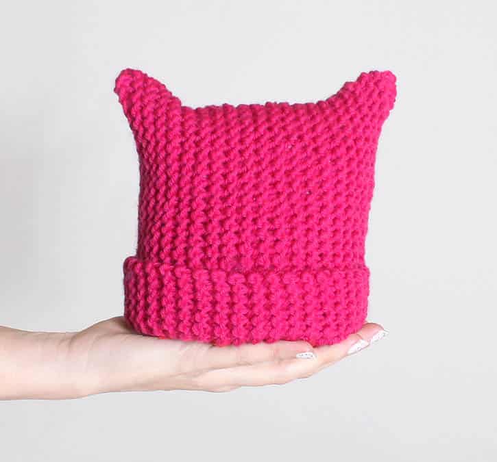 Toddler Girls Cat Ear Hat free knitting pattern by Gina Michele