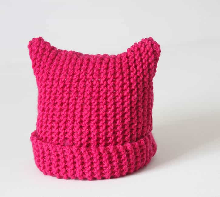 Toddler Girls Cat Ear Hat free knitting pattern by Gina Michele