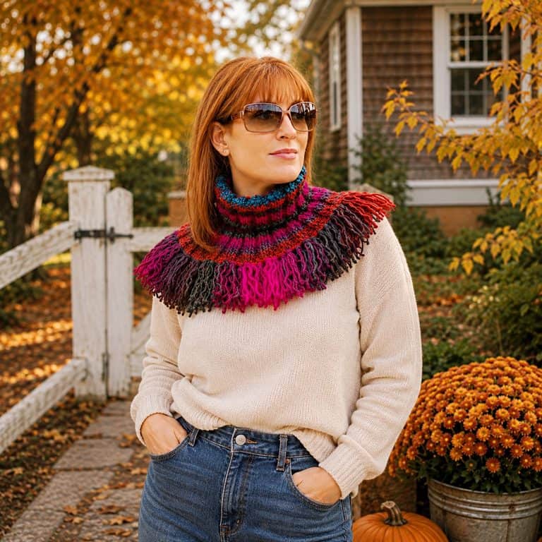 Easy Flat Knit Fringe Cowl Knitting Pattern (Beginner-Friendly & Cozy)