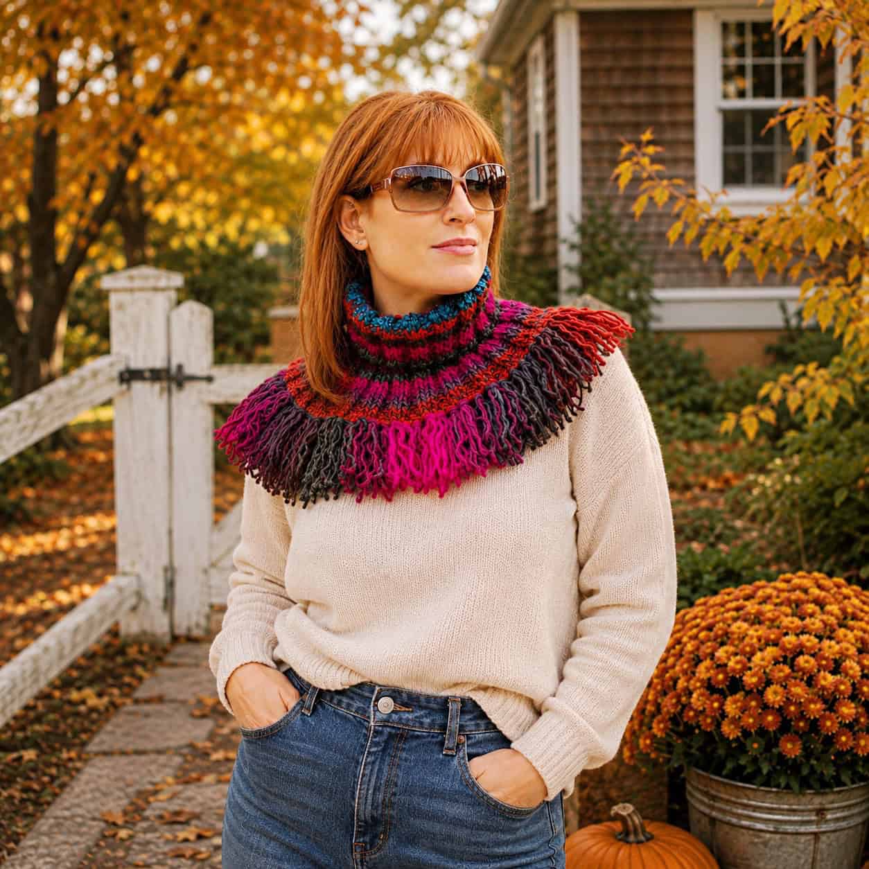 Easy Flat Knit Fringe Cowl Knitting Pattern (Beginner-Friendly & Cozy)