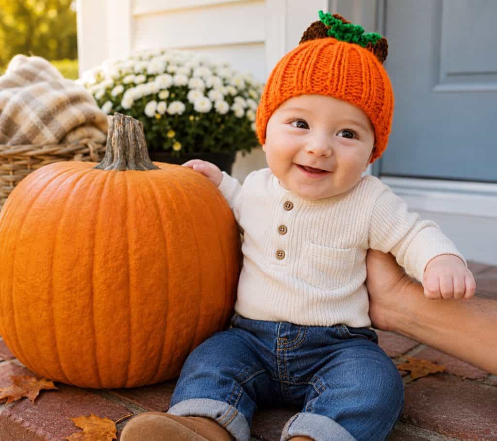 Easy Baby Pumpkin Hat Knitting Pattern (Knit Flat on Straight Needles)