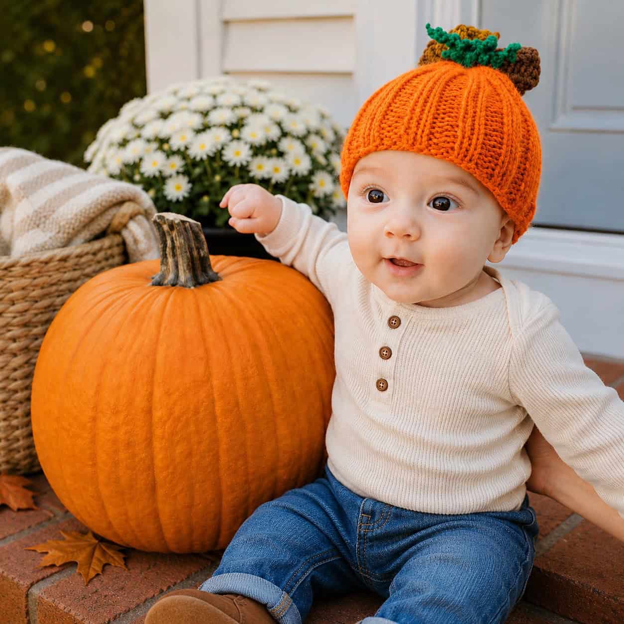 Easy Baby Pumpkin Hat Knitting Pattern (Knit Flat on Straight Needles)