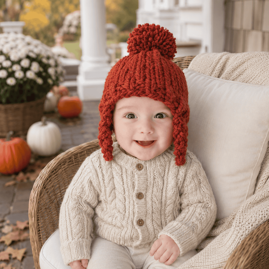 Baby Ear Flap Hat Knitting Pattern (Easy Super Bulky Hat Knit in the Round)