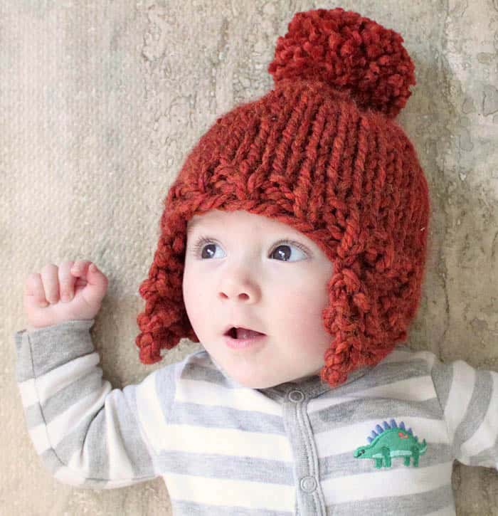 Baby Ear Flap Hat Knitting Pattern by Gina Michele