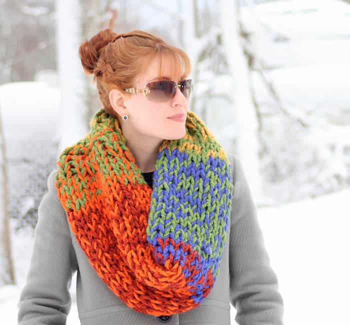 Double Layered Chunky Cowl Knitting Pattern - Gina Michele