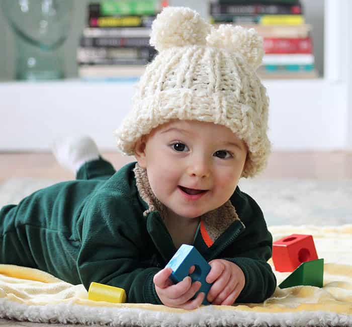 Lion Brand Homespun Easy Circular Needle Baby Hat Knitting Pattern