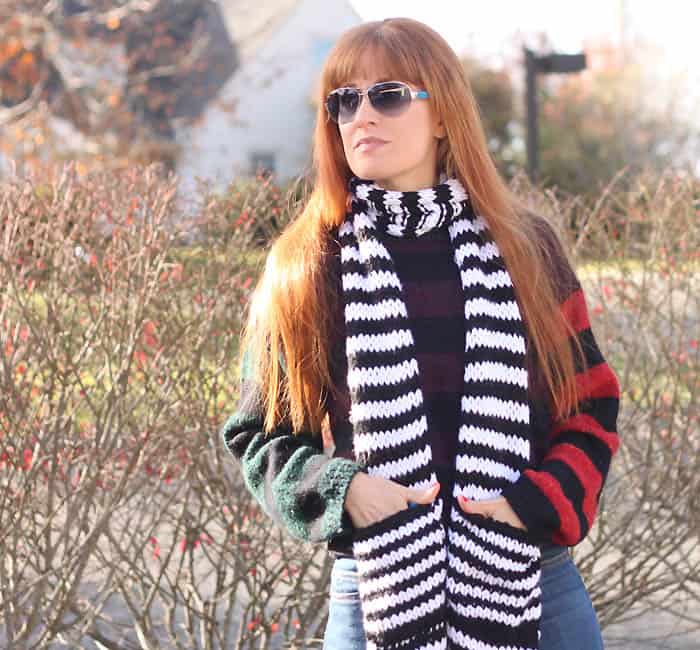 Kate Spade Chunky Stripe Pocket Scarf Knitting Pattern -