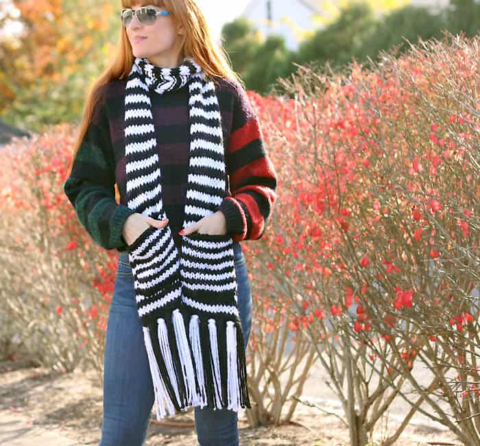 Kate Spade Chunky Stripe Pocket Scarf Knitting Pattern -