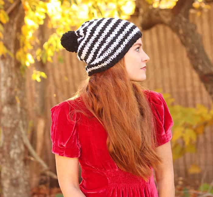 Kate Spade Chunky Stripe Beanie Knitting Pattern -