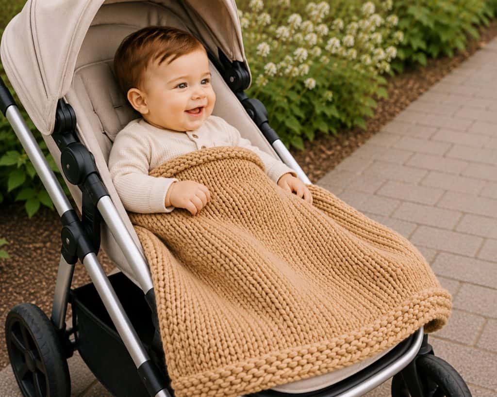 Fast & Easy Stroller Blanket Knitting Pattern (Beginner-Friendly Super Bulky Baby Blanket)
