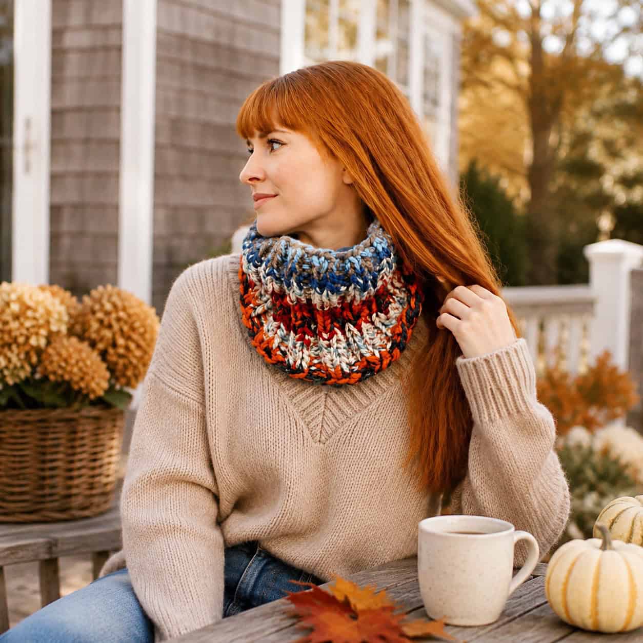 Stash Busting Cowl Knitting Pattern (Easy Super Bulky Knit in the Round)