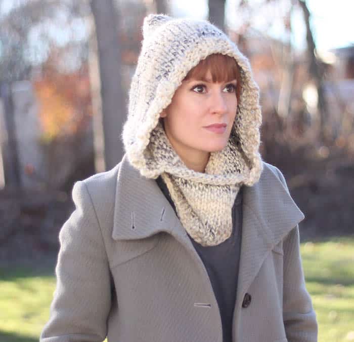 Easy Hooded Cowl Knitting Pattern