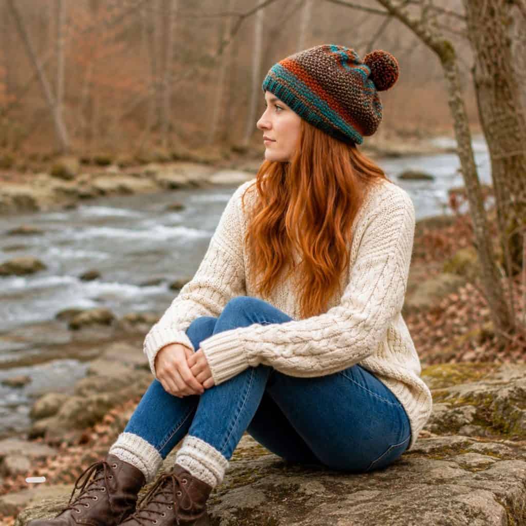 Seed Stitch Hat Knitting Pattern (Easy Knit in the Round for Beginners)