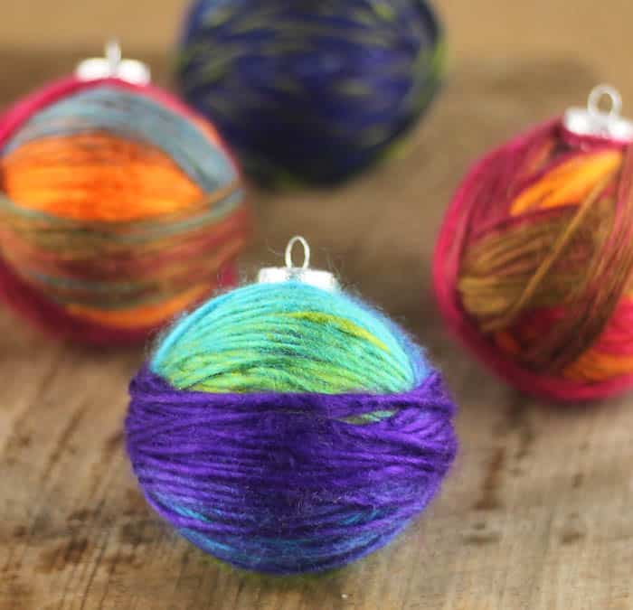Easy Christmas Craft Yarn Wrapped Ornaments