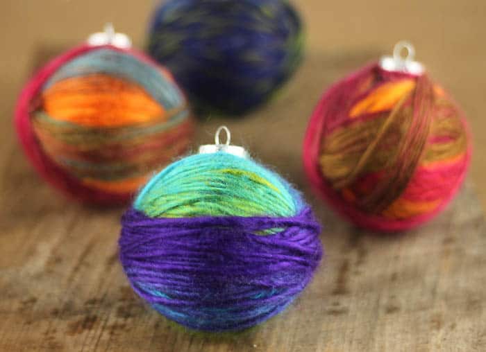 Easy Christmas Craft Yarn Wrapped Ornaments