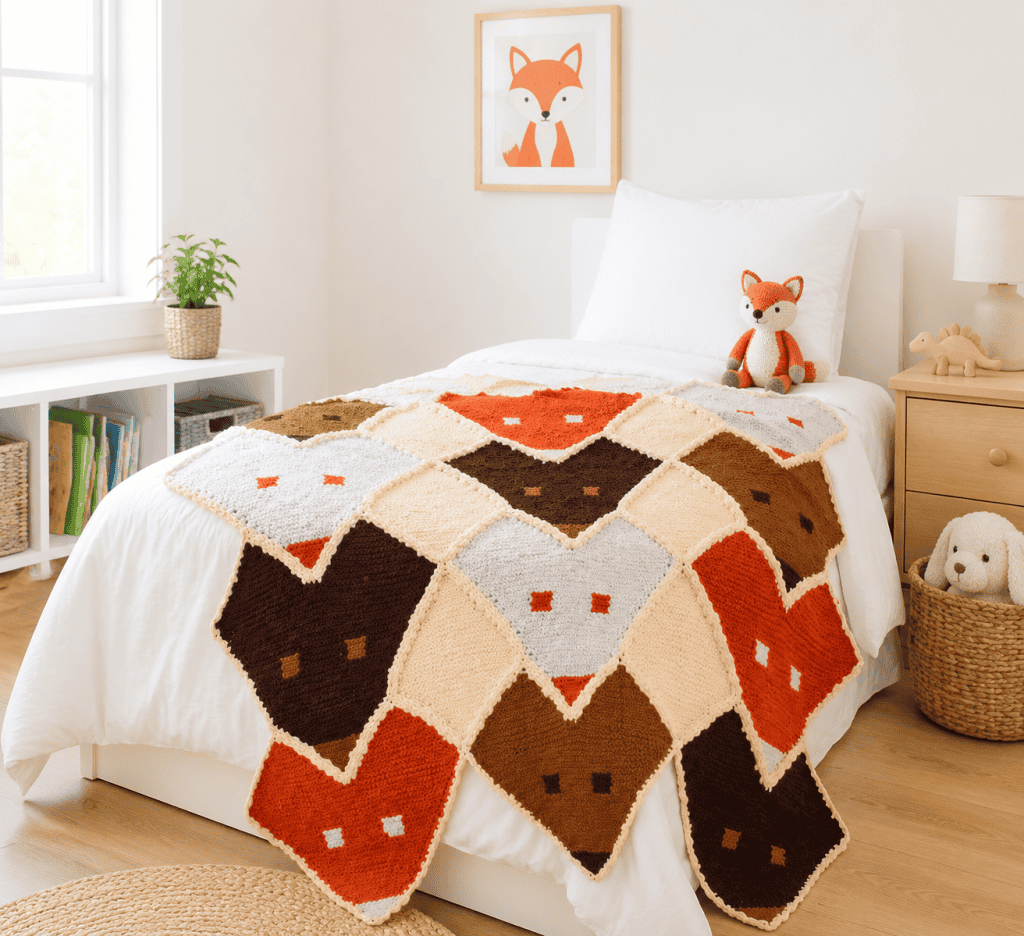 Fox Throw Knitting Pattern (Free Woodland-Inspired Knit Blanket Design)