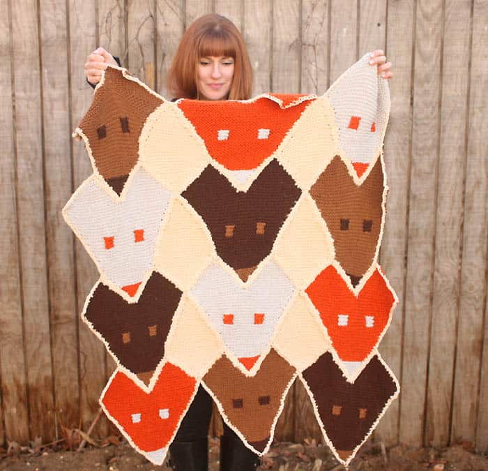 Fox Baby Blanket Free Knitting Pattern