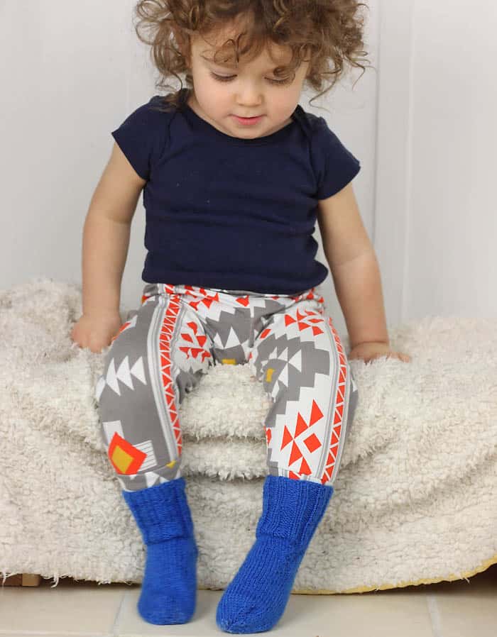 Ribbed Toddler Socks Free Knitting Pattern by Gina Michele