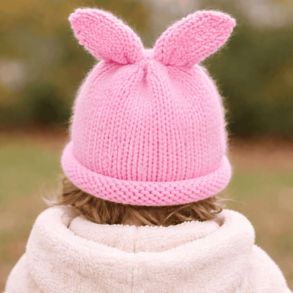 Easy Bunny Ear Baby Girl Hat Knitting Pattern (Circular Needles + Flat Knit Ears)
