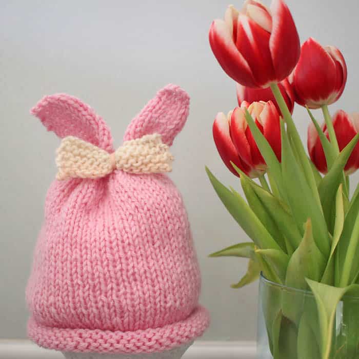 Baby Girl Bunny Ear Hat Knitting Pattern