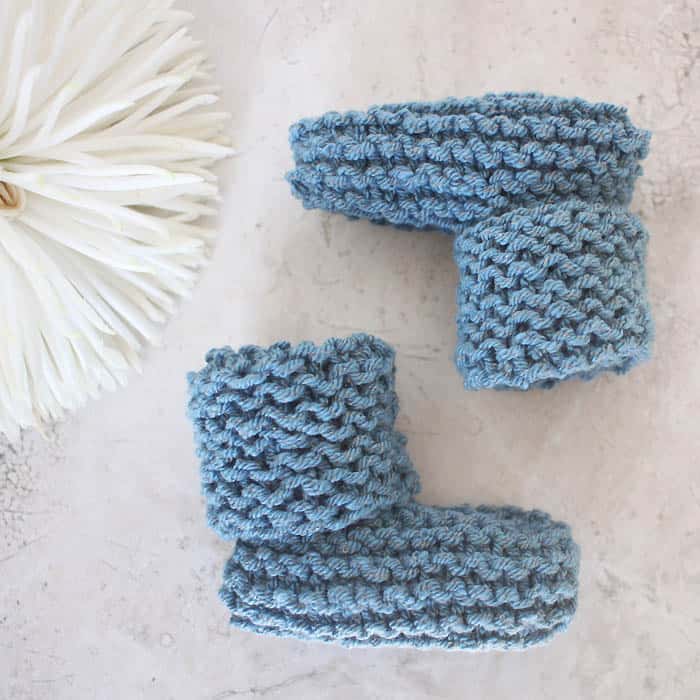 EASY Cuffed Baby Booties Free Knitting Pattern by Gina Michele