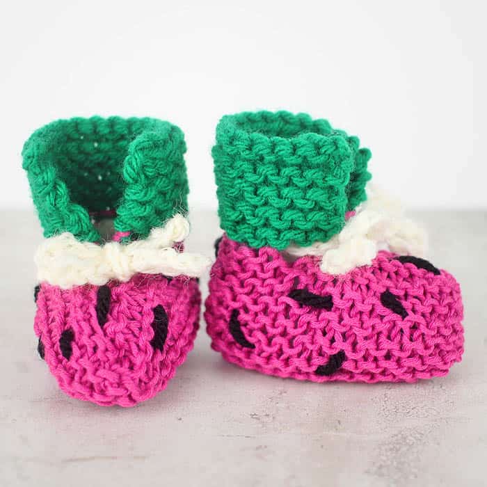 EASY Watermelon Baby Booties Knitting Pattern