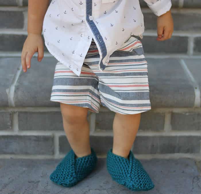 Easy Flat Knit Toddler Slippers Knitting Pattern by Gina Michele