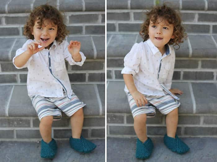 Easy Flat Knit Toddler Slippers Knitting Pattern by Gina Michele