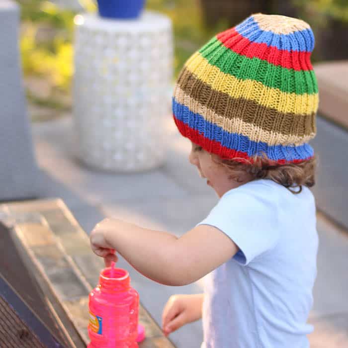 Toddler Stripe Slouch Beanie Free Knitting Pattern