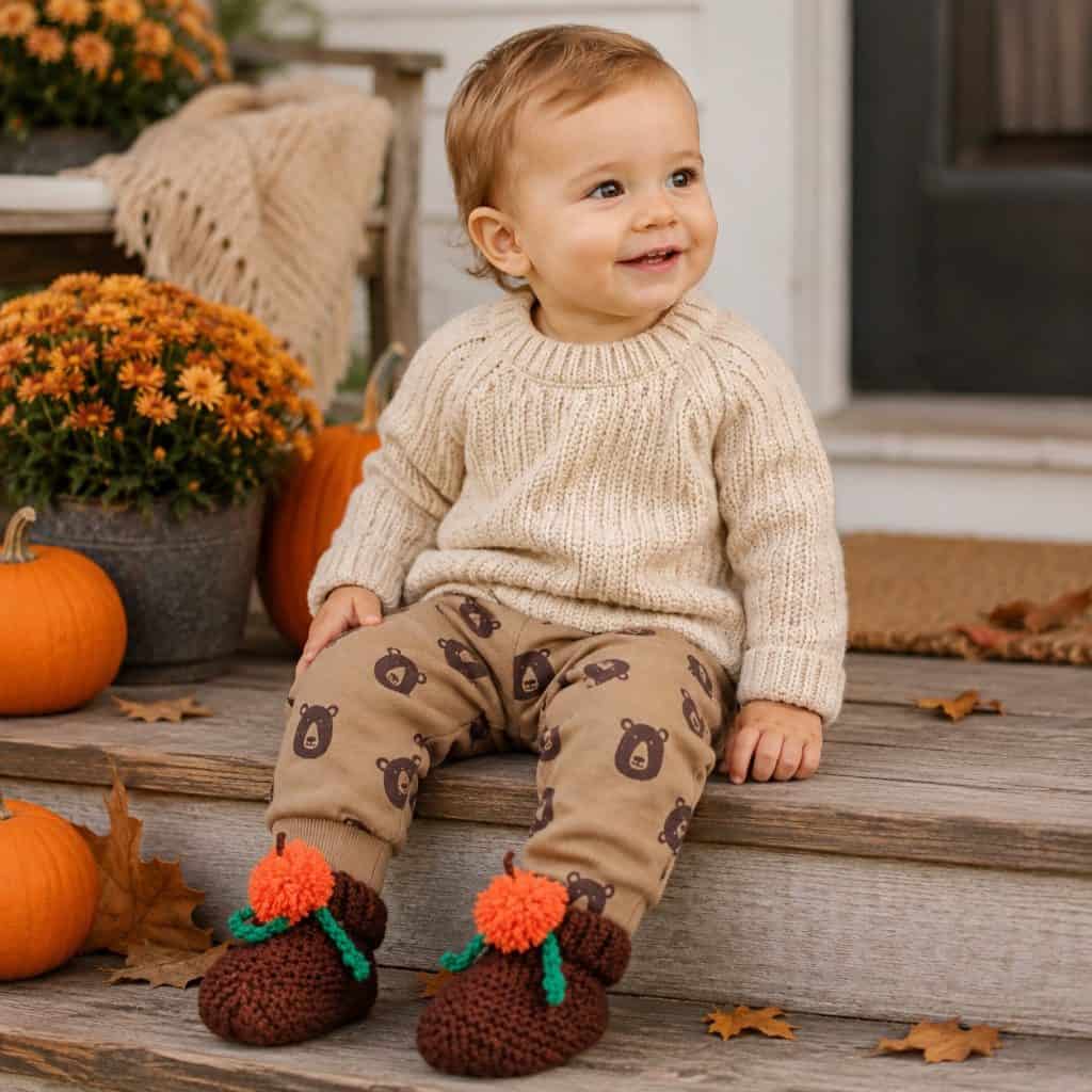 Easy Pumpkin Baby Booties Knitting Pattern (Knit Flat on Straight Needles)